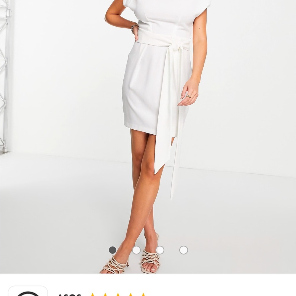 NWT ASOS Closet London Ivory Dress with Tie Waist